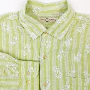 TOMMY BAHAMA Men's Large Green L/S Linen Shirt